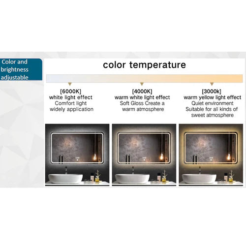Espejo Horizontal con luz led y sistema antiempañante (Alto 60cm x 80cm Alto)
