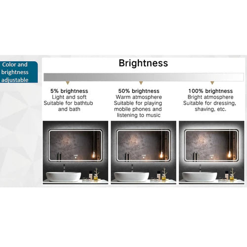 Espejo Horizontal con luz led y sistema antiempañante (Alto 60cm x 80cm Alto)